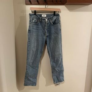 AGOLDE Riley High Rise Straight Crop Distressed Jeans Sz 28